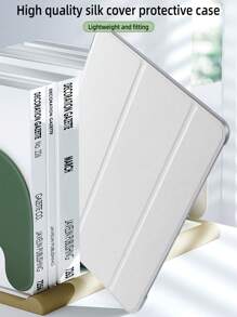 xcxjyf 1 件装丝滑质感白色可折叠 iPad 保护套，超薄轻巧，支持睡眠/唤醒功能，简约休闲翻盖设计，适用于 iPad Mini 4/5/6/9.7/10.2/10.5/Air 4/Air 5/第十代/10.9/Pro 11 英寸/Air 11 英寸 (M2)/Pro 11 英寸 (M4)/2024/iPad Air 11 英寸 (M3) 2025/iPad (A16) 11 英寸第十一代 2025，PC 后壳 + 丝滑质感前盖，物理三角支架，非磁性支架，超薄便携，无 Apple Pencil 插槽