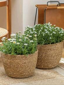 3PCS Straw Pot, Minmalist Soiid Coior Plant Container For Home