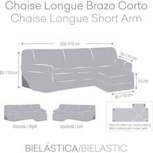 Eysa Chaise Longue Sofa Cover Short Left Arm With Bielastic Fabric Extra Soft Touch - Fabric Armchair Cover For A Perfect Fit Does Not Slip - Armchair Cover 100% Made In Spain