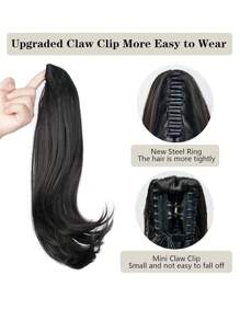 14-Inch Black Brown Clip-On Ponytail Hair Extensions, Natural Look Synthetic Fiber Ponytail Wig, High Tenacity Fiber Wig, Suitable For Girls - Black-brown - View 4