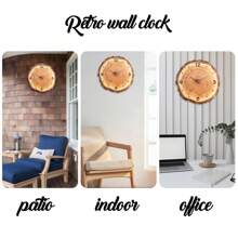 1 件 12-16 英寸木纹陶瓷面石英挂钟 - 电池供电，静音且无滴答声，适用于客厅、卧室、美学空间、厨房、家居装饰，理想的节日礼物（无需电池 - 非真木）学校装饰学校惊喜宿舍装饰返校