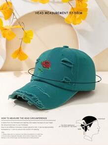 1 件 Y2K 风格刺绣玫瑰做旧棒球帽，户外防晒帽适合户外活动和日常通勤情人节情人节