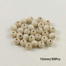 1-300顆（直徑4-95mm）天然實木圓形珠子，帶孔，DIY珠寶手工藝材料 - 原木色 - 查看 15