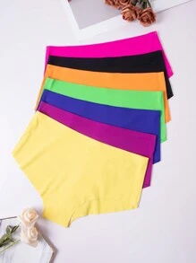 7pcs Women's Seamless Low Waist Solid Color Triangle Panties, Assorted Colors
