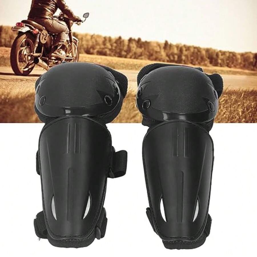 1 Set de Rodilleras Y Coderas Articuladas para Motocicleta, Protectores para Motociclista Bicicleta, Protección de Rodilla Motociclismo, Rodilleras para Motocross Carreras, Ciclismo. - Negro 3 - Ver 1