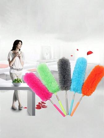 1pc Retractable Duster Brush - Extendable, Soft Fiber Hair, Multi-Purpose Cleaning Tool For Car Interiors, Home, And Office - Perfect For Dust Removal, Desk Organization, And Maintenance
