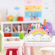 Pencil Holder For Desk, Acrylic Pen Holder Rainbow Supply Caddy For Home Classroom Homeschool Office Desktop Storage Art Stationery Supplies Organizer Back To School, Birthday Gifts For Kids