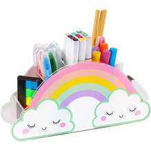 Pencil Holder For Desk, Acrylic Pen Holder Rainbow Supply Caddy For Home Classroom Homeschool Office Desktop Storage Art Stationery Supplies Organizer Back To School, Birthday Gifts For Kids