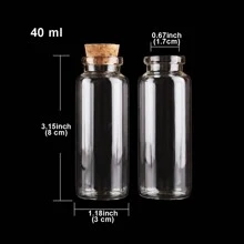 24pcs/Lot 10ml/15ml/20ml/25ml/30ml/40ml/45ml/50ml/55ml/60ml Transparent Glass Bottles With Cork Stopper, DIY Craft Small Bottle, Wishing Bottle, Home Decoration, Storage Jars Best Gifts Birthday Graduation