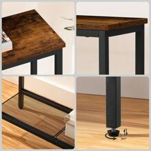 Narrow Console Table With Storage Shelves, 75 X 24 X 75 Cm Side Table, Hall Table, Exhibition Table, Sofa Table, For Entrance, Hallway, Vintage Brown-Black - 棕色 - 查看 7