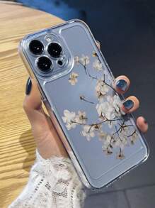 1pc Ins Style Space Shell Transparent Cream Protective Phone Case Compatible With Apple,International Version, Not The Domestic Version - Clear - View 4