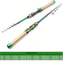 1入套1.68M 1.8M 1.98M碳纖維超輕型UL功率可伸縮釣竿，可投射旋轉口袋竿，1-5克溪流小魚竿 - 彩色 - 查看 4