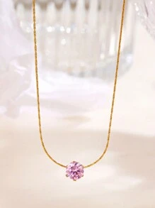 1 Peça Colar Pingente De Diamante De 6 Presilhas Em Aço Inoxidável Com Design Único No Estilo Europeu E Americano Banhado A Ouro, Adequado Para Uso Diário E Festa De Namoro