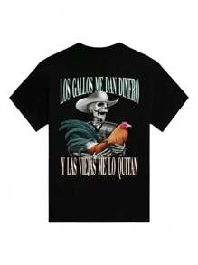 Playera Los Gallos Me Dan Dinero Y Las Mujeres Me Lo Quitan - Negro - Ver 2