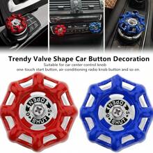 1入時尚工業風閥門造型汽車裝飾品，復古金屬閥門造型裝飾品，適用於汽車控制旋鈕、收音機旋鈕、音量旋鈕、空調旋鈕、汽車啟動按鈕、以及家用音響旋鈕按鈕裝飾 - 彩色 - 查看 1