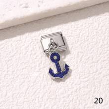 1/5/10 piezas Surtido de dijes encantadores en forma de mariquita, donut, cisne, tacón alto, estrella y helado, serie de dijes modulares italianos para brazalete, accesorios de joyería - Manualidades de joyería DIY