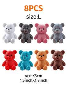 1/8 piezas Adorno de oso de peluche en forma de dibujos animados, hecho de resina con decoración de punto, varios colores disponibles para decoración del hogar y el jardín, el mejor regalo - Multicolor - Ver 19