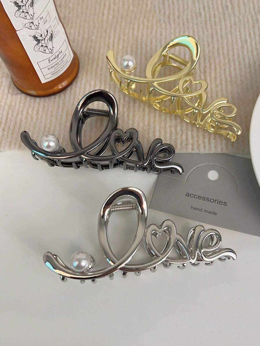 1 pieza Pinza de pelo asimétrica de metal, estilo frío y dulce para recogido, nuevo estilo - Dorado - Ver 1