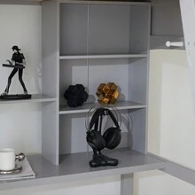 Giường gác xép có kệ có bàn làm việc, thang nghiêng, giường đôi bằng gỗ màu xám, ván dăm thông, đồ trang trí Halloween, trang phục Halloween, đồ trang trí mùa thu, đồ trang trí lễ hội - Xám - Xem 10