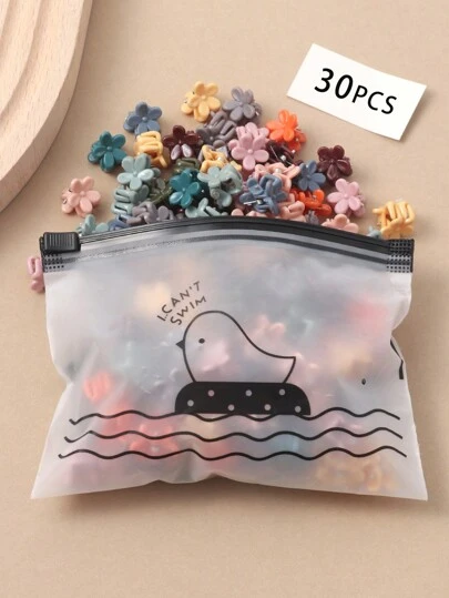 30 pièces Pinces à cheveux mignonnes à fleurs pour filles, bleu Morandi, pinces à bords papillon de couleur aléatoire pour franges et petites mèches, pinces à cheveux, pinces à cheveux, pinces à cheveux, pinces à cheveux, accessoires scolaires, université