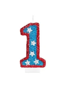 1pc Birthday Number Candle Red And Blue Sequin Number 0-9 Candle American Flag Perfect For Independence Day And Element Party Supplies Cake Decorations,Christmas