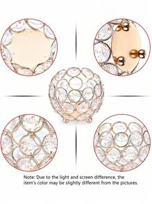 金色球形烛台镶嵌亚克力水晶，小碗/球形茶灯，许愿蜡烛，适用于万圣节、圣诞节餐桌装饰