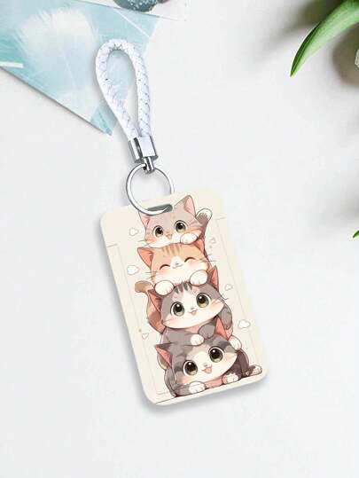 1pc Cute Cardholder For Bus Pass, School Id, Access Control Card, Factory Badge With Keychain Function Back To School
