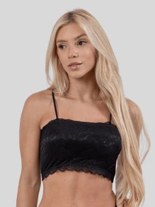 Kit 2 Top Renda Alcinha Feminino Alça Fina