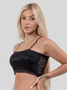 Kit 2 Top Renda Alcinha Feminino Alça Fina