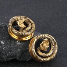 2PCS Hot Coiled Cobra Saddle Hangers Ear Gauges Plugs For Stretched Lobe Ear Tunnels Gauges Piercing Women Body Jewelry