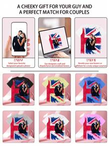 Camiseta divertida personalizada con diseño personalizado, bandera de arroz y bandera nacional, personalización de imagen de alta definición de novia/esposa, regalo para el Día de San Valentín/Aniversario del novio/esposo (1 pieza) - Blanco - Ver 4