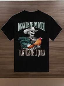 Playera Los Gallos Me Dan Dinero Y Las Mujeres Me Lo Quitan - Negro - Ver 1