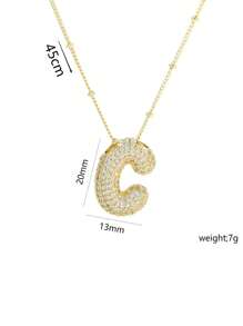 1 Peça de Novo Colar de Pingente de Letra A-Z com Micro Pavé de CZ de Luxo, Colar de  de Letra de Nome Inicial masculino e feminino, eletroplatedo com ouro de 18k.