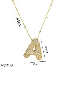 1 Peça de Novo Colar de Pingente de Letra A-Z com Micro Pavé de CZ de Luxo, Colar de  de Letra de Nome Inicial masculino e feminino, eletroplatedo com ouro de 18k.
