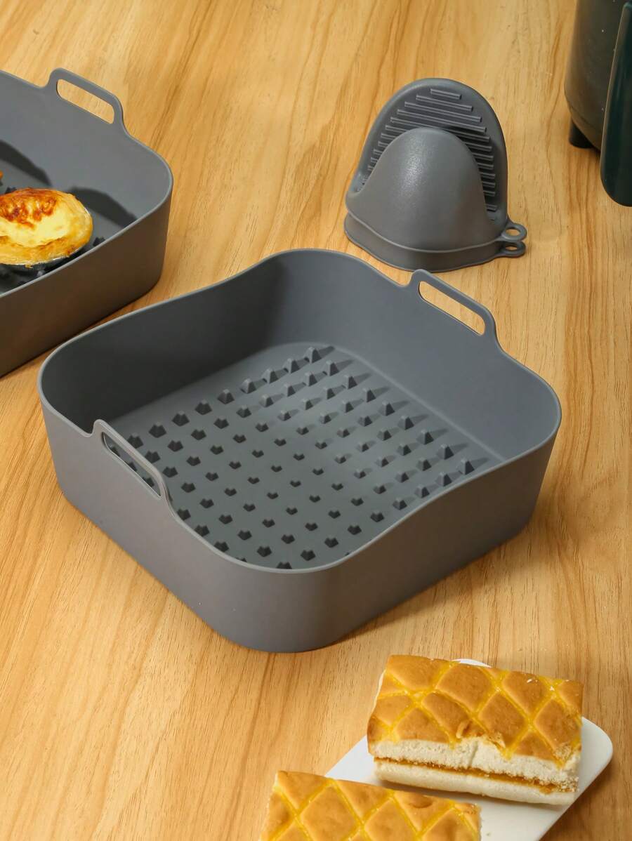 1Pc 8-Inch Nồi Chiên Không Dầu Air Fryer Chảo Nướng Chất Liệu Silicon Khay Nướng Cho Hải Sản, Cánh Thổ Nhĩ Kỳ Nướng, Cánh Gà Thích Hợp Cho Nồi Chiên Không Khí Trên 5L