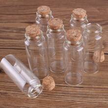 24pcs/Lot 10ml/15ml/20ml/25ml/30ml/40ml/45ml/50ml/55ml/60ml Transparent Glass Bottles With Cork Stopper, DIY Craft Small Bottle, Wishing Bottle, Home Decoration, Storage Jars Best Gifts Birthday Graduation