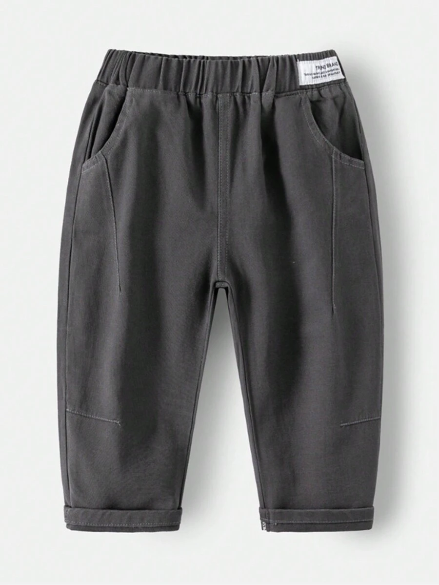 Young Boys' Letter Embroidery Insert Pocket Tapered Casual Pants, Summer