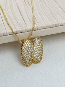 1 Peça Novo Colar de pingente de letra A-Z 26 CZ Exagerado Grande Estilo Hip-Hop de Luxo, Colar de corrente em aço inoxidável com banho de ouro 18K para homens e mulheres com nome ou inicial.