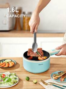 Reemix Hot Pot Electric With Steamer, 1.6L Ramen Cooker Non-Stick Sauté Pan For Steak, Egg, Fried Rice, Ramen, Oatmeal, Soup, Portable Personal Hot Pot Perfect Suit For Dorm Room And Apartment (Aqua) - View 4