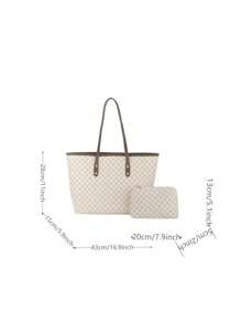 Luxurious Large Capacity Tote Bag With Letter Prints, Perfect For Women's Everyday Commuting, Spring And Summer - Beige - View 6