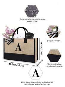 这款帆布手提袋饰有字母图案印花，并附赠化妆包、小手提包和零钱包，是一款个性化礼品袋，适合婚礼、生日、海滩、度假、上学等各种场合。它是送给女性、母亲、教师、朋友、伴娘和学生的绝佳礼物。这款大容量手提袋简约而不失优雅，便于携带，休闲实用，是购物的理想之选。它采用全新设计，容量大，还可以作为单肩包使用。 - 卡其色 - 查看 9