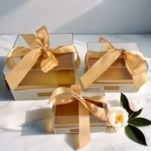 1pc Candybox Boxes Valentine's Day Gifts Crystal Box Preserved Flowers Storage Box Storage BoxGift Flower Gift Cloth Square Candybox Boxes - Beige - View 10