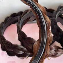 女士新款四股辫发饰，扭绳编织发箍带齿，手工制作，宽版，防滑，高温丝材质，高端时尚，发箍，发圈发带，发饰，头饰 - 多色 - 查看 7