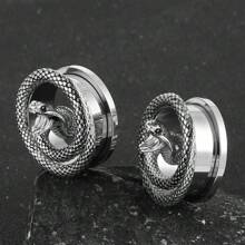 2PCS Hot Coiled Cobra Saddle Hangers Ear Gauges Plugs For Stretched Lobe Ear Tunnels Gauges Piercing Women Body Jewelry