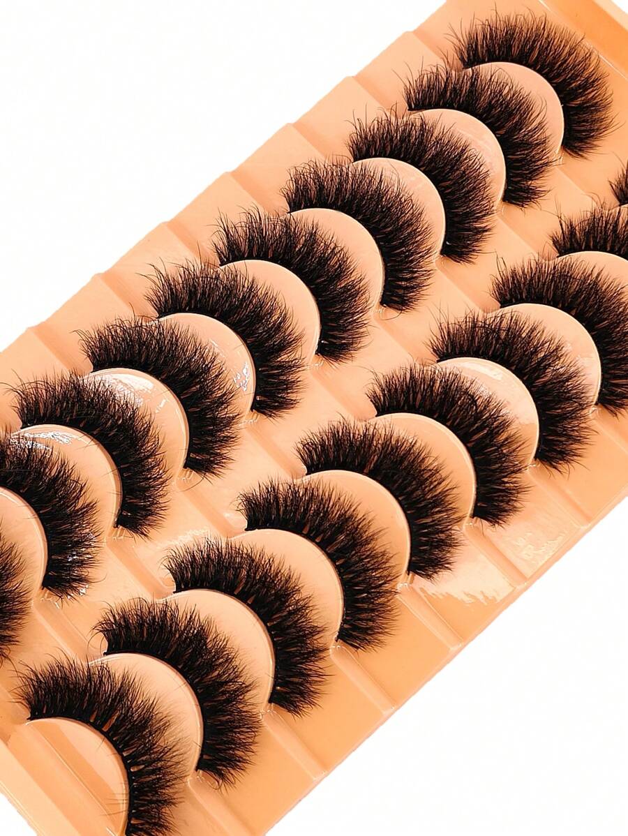 10 Pairs 5D Fluffy Mink Lashes 3D Faux False Eyelashes Multi Layer
