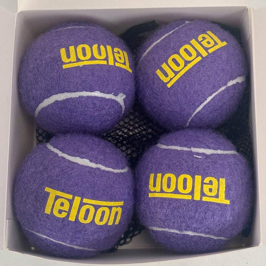 Teloon 4pcs Pressureless Pet Training Tennis Balls With A Portable Mesh