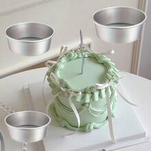 Set de 1/4 piezas de molde redondo para pastel de 4 pulgadas, con fondo desmontable, moldes para cheesecake de aluminio antiadherente, ideales para hornear deliciosos pasteles en tu cocina - molde móvil de 4 pulgadas - Ver 5