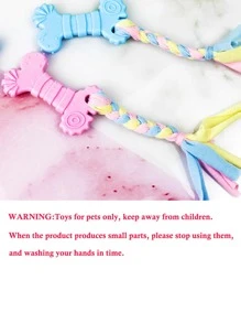 1PC Puppy Teething Chew Toy - Rubber Soothing Gums, Interactive Rope Dental Chew Toy For Small Medium Dogs, Assorted Colors Durable Fun Pet Chew - Multicolor - View 8