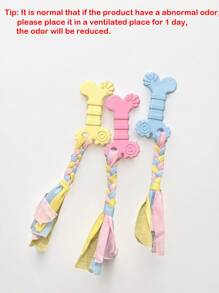 1PC Puppy Teething Chew Toy - Rubber Soothing Gums, Interactive Rope Dental Chew Toy For Small Medium Dogs, Assorted Colors Durable Fun Pet Chew - Multicolor - View 7