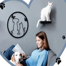 1入組寵物愛好者標誌牆藝術裝飾，雷射切割狗/貓黑色金屬標誌12英寸/30厘米牆掛式，寵物紀念禮物，現代極簡風格臥室、浴室、門口裝飾 - 黑色 - 查看 6